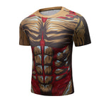 CosFitness Attack on Titan Gym Shirt, The Armored Titan Workout T Shirt for Men(Lite Series)