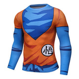 CosFitness Dragon Ball Gym Shirts, Goku GO Kanji 2.0 Cosplay Training Long Sleeve T Shirt for Men(Lite Series)