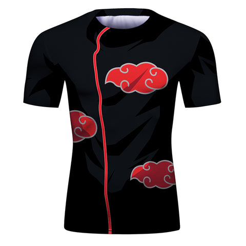 CosFitness Naruto Gym Shirt, Akatsuki Itachi Uchiha 2.0 Training T Shirt for Men(Lite Series)