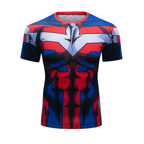 CosFitness MHA My Hero Academia Gym Shirts, All Might Workout T Shirt for Men(Lite Series)