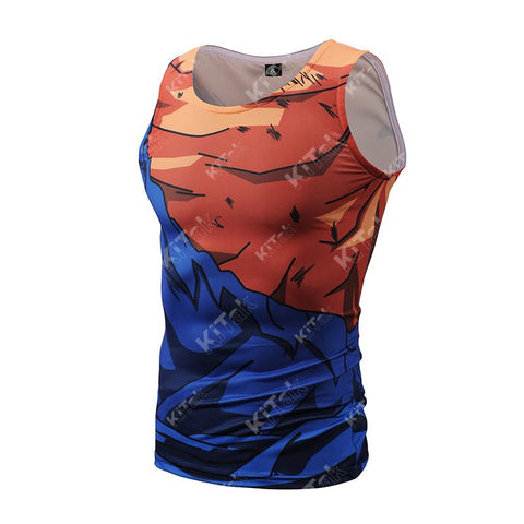 CosFitness Dragon Ball Gym Shirt, Battle Damaged Vegetto Cosplay Training Tank Top for Men(Pro Series)