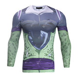 CosFitness Dragon Ball Gym Shirt, Perfect Cell Cosplay Training Long Sleeve T Shirt for Men(Pro Series)