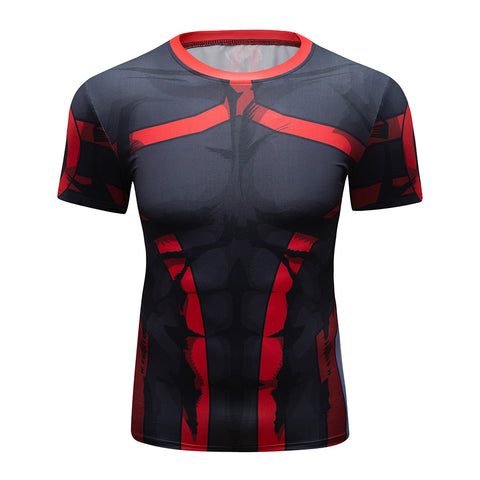 CosFitness MHA My Hero Academia Gym Shirts, All Might(Bronze Age) Workout T Shirt for Men(Lite Series)