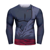 CosFitness Dragon Ball Gym Shirts, Battle Damaged Goku Black Zamasu Fitness Long Sleeve T Shirt for Men(Lite Series)