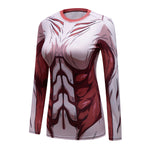 CosFitness Attack on Titan Gym Shirt, Annie Leonhart(Female Titan) Workout Long Sleeve T Shirt for Women(Lite Series)