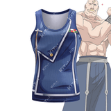 CosFitness Fullmetal Alchemist Gym Shirt, Armstrong Cosplay Workout Tank Top for Men(2018)(Customization Series)