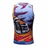 CosFitness Dragon Ball Gym Shirts, Battle Damaged Son Goku 2.0 Cosplay Training Tank Top for Men(Lite Series)
