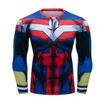CosFitness MHA My Hero Academia Gym Shirts, All Might Cosplay Training Long Sleeve T Shirt for Men(Lite Series)