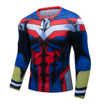 CosFitness MHA My Hero Academia Gym Shirts, All Might Cosplay Training Long Sleeve T Shirt for Men(Lite Series)