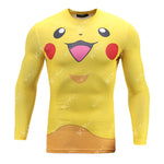 CosFitness Pokémon Gym Shirt, Pikachu Cosplay Workout Long Sleeve T Shirt for Men(Pro Series)