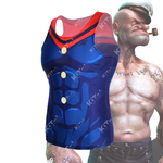 CosFitness Popeye Cosplay Gym Tank Top for Men(2019)(Customization Series)