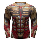 CosFitness Attack on Titan Gym Shirt, The Armored Titan Workout Long Sleeve T Shirt for Men(Lite Series)