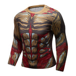 CosFitness Attack on Titan Gym Shirt, The Armored Titan Workout Long Sleeve T Shirt for Men(Lite Series)