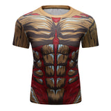CosFitness Attack on Titan Gym Shirt, The Armored Titan Workout T Shirt for Men(Lite Series)