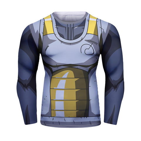 CosFitness Dragon Ball Gym Shirts, Vegeta RF Armour 2.0 Fitness Long Sleeve T Shirt for Men(Lite Series)