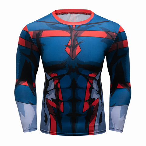 CosFitness MHA My Hero Academia Gym Shirts, Young Might Workout Long Sleeve T Shirt for Men(Lite Series)