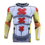 CosFitness Digimon Gym Shirt,  WarGreymon Cosplay Workout Long Sleeve T Shirt for Men(Pro Series)