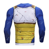 CosFitness Dragon Ball Gym Shirt, Battle Damaged Vegeta Cell Cosplay Training Long Sleeve T Shirt for Men(Pro Series)