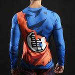CosFitness Dragon Ball Gym Shirts, Battle Damaged Son Goku Cosplay Training Long Sleeve T Shirt for Men(Lite Series)